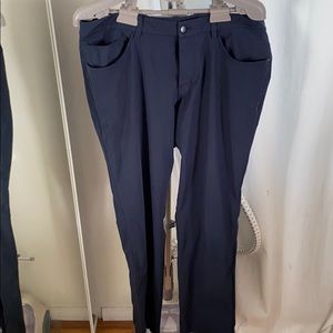 Too big. Dropped from a 36” waist to 34”.